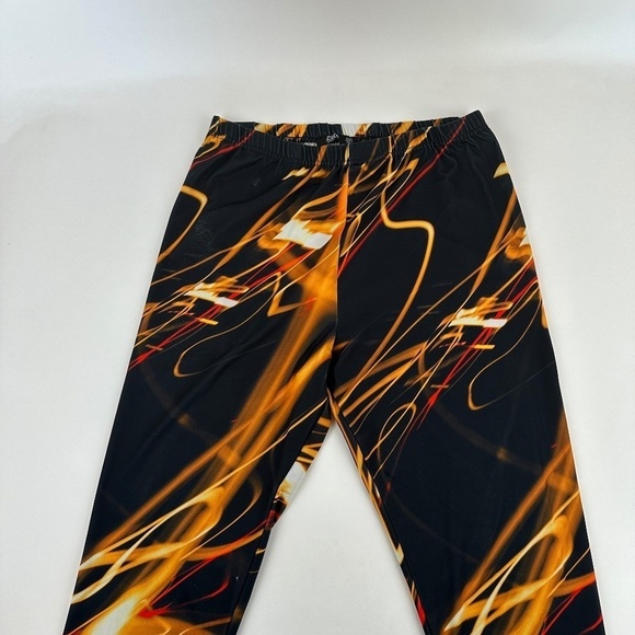 Lily Leggings Womens Large/XL Black Orange Flames Thin - Picture 1 of 8